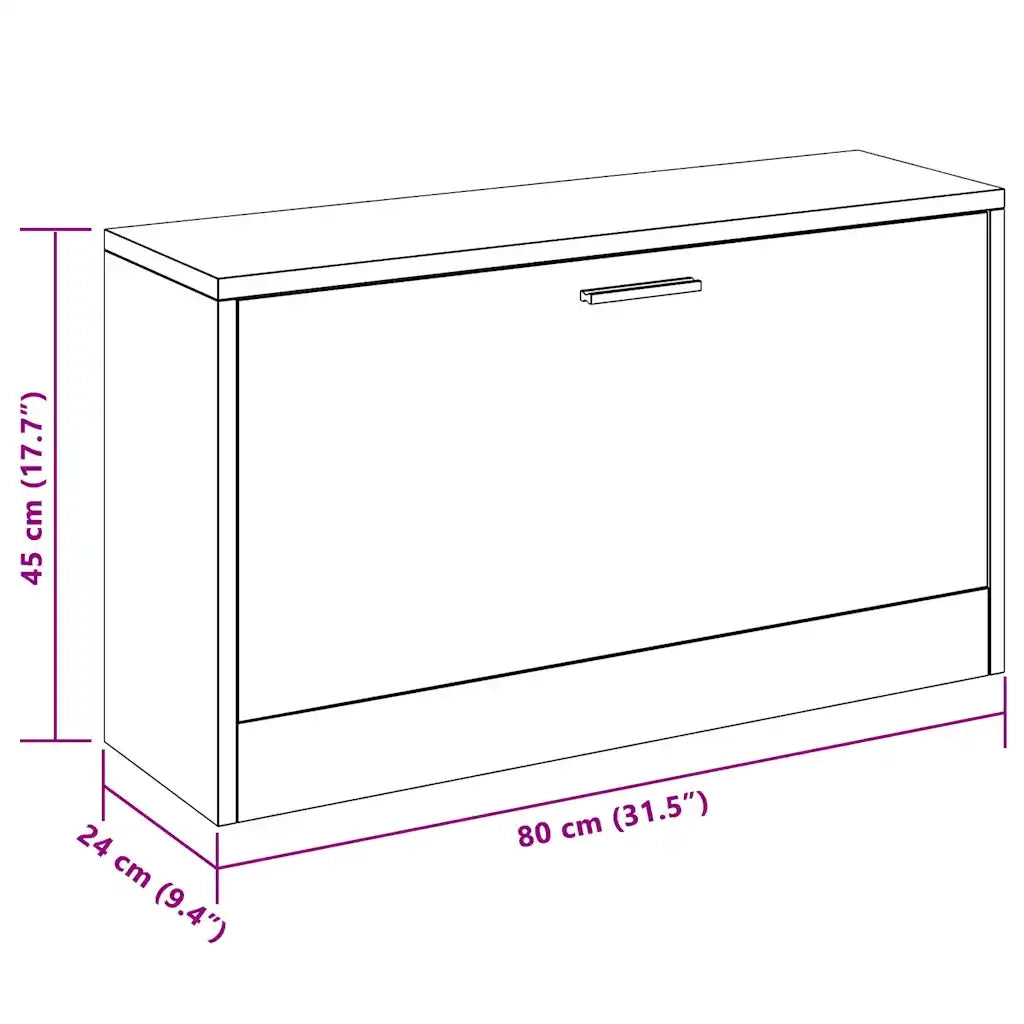 Panca Scarpiera Bianco Lucido 80x24x45 cm in Legno di Argilla 342643