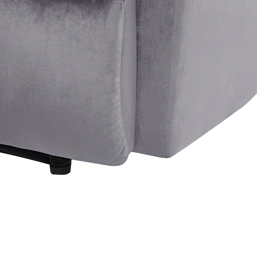 Sedia reclinabile Rivestimento in velluto grigio Push-Back Schienale e poggiapiedi regolabili manualmente Poltrona dal design retrò