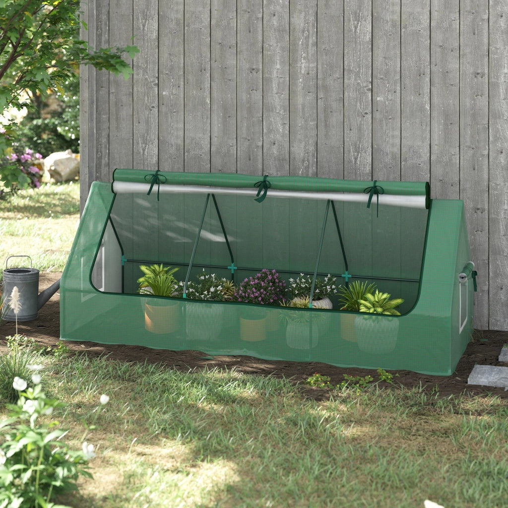Serra da Giardino con Finestre ¨C zephmum ¨C 240x90x90 cm, Verde, Acciaio, PE e PP