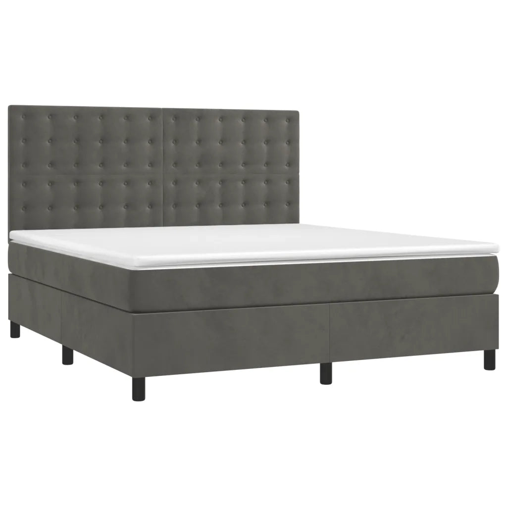 Giroletto a Molle con Materasso Grigio Scuro 180x200 cm Velluto 3143278
