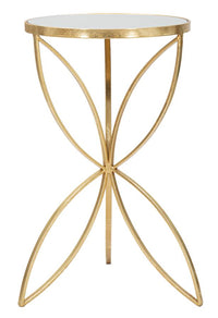 Tavolinetto Butterfly Ø35x60 cm in Ferro e Specchio Oro e Argento