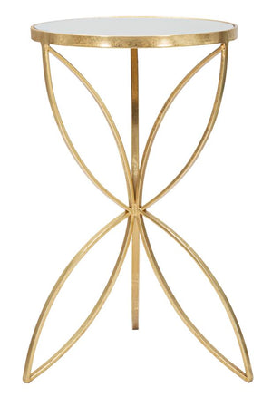 Tavolinetto Butterfly Ø35x60 cm in Ferro e Specchio Oro e Argento
