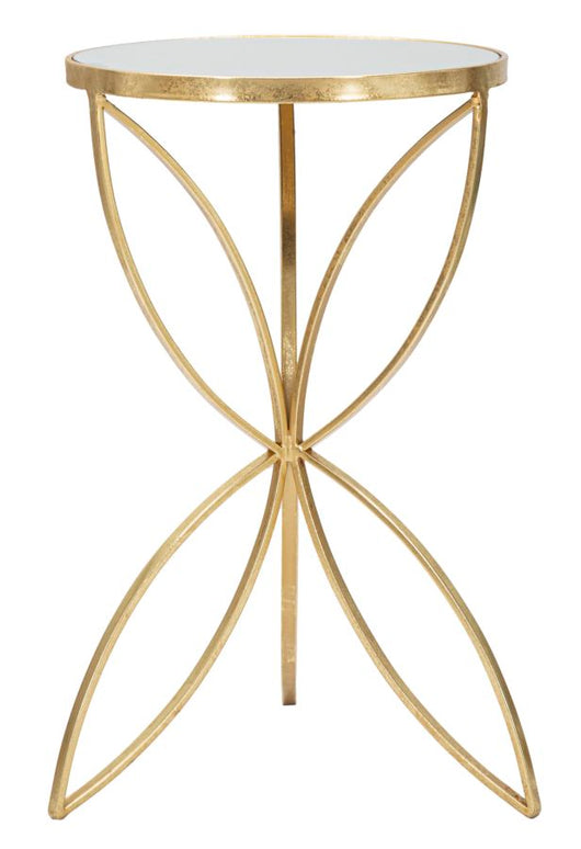 Tavolinetto Butterfly Ø35x60 cm in Ferro e Specchio Oro e Argento