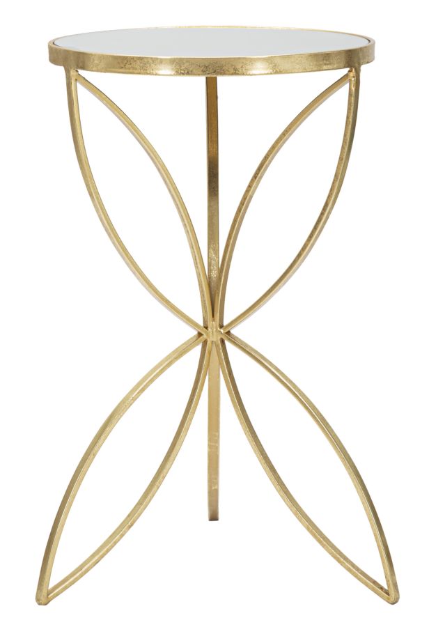 Tavolinetto Butterfly Ø35x60 cm in Ferro e Specchio Oro e Argento