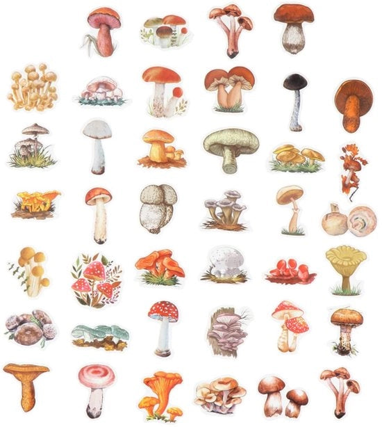 Set di Stickers Paddestoel da 120 - Stickers DIY - Scrapbooking - Stickers per Giornale - Stickers Decorativi - Materiali PVC - Stickers Decorativi
