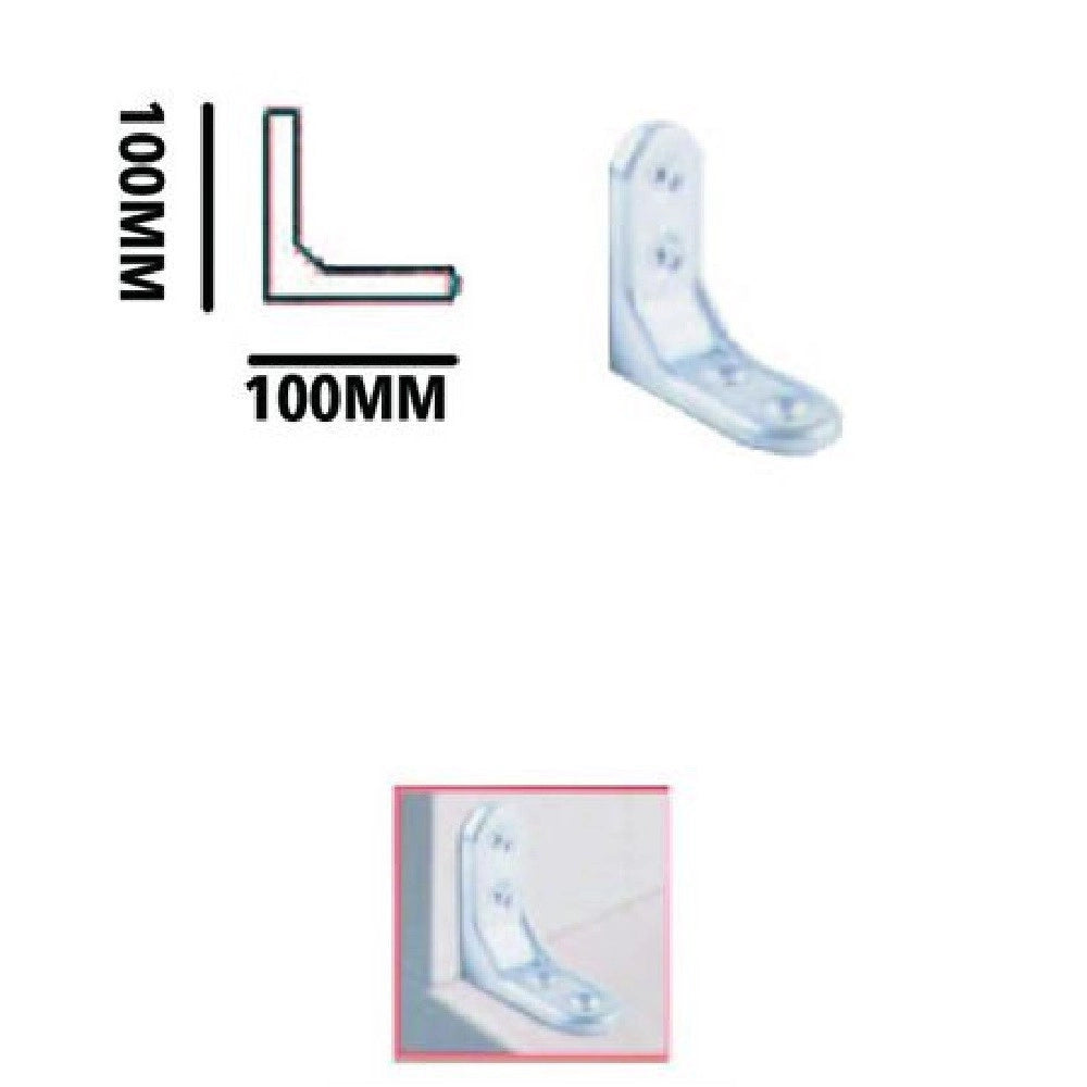 Trade Shop - Set 2 Pz Lastrina Ad Angolo 100mm Sostegno Staffa Angolare Con Viti Mobili 91214 -