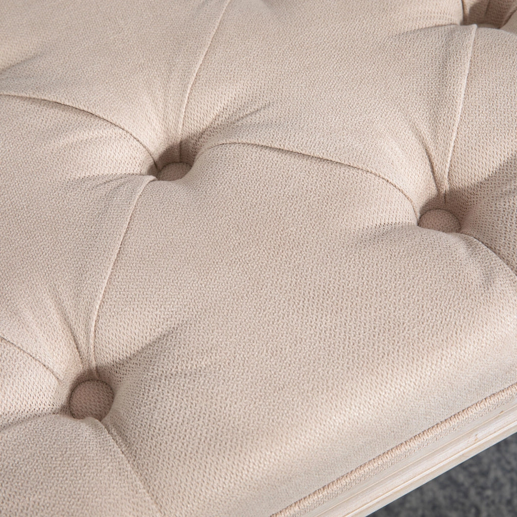 Panca imbottita in stile vintage beige, 80x40x43 cm, portata fino a 120 kg, per ingresso e soggiorno