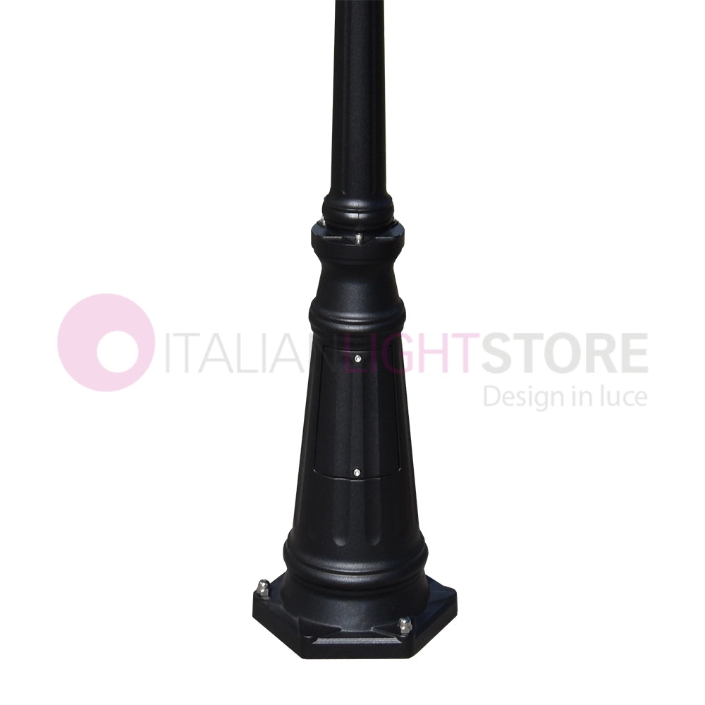 ENEA Lampione a 2 luci h.212 in Alluminio per Esterno Vialetto Giardino NERO