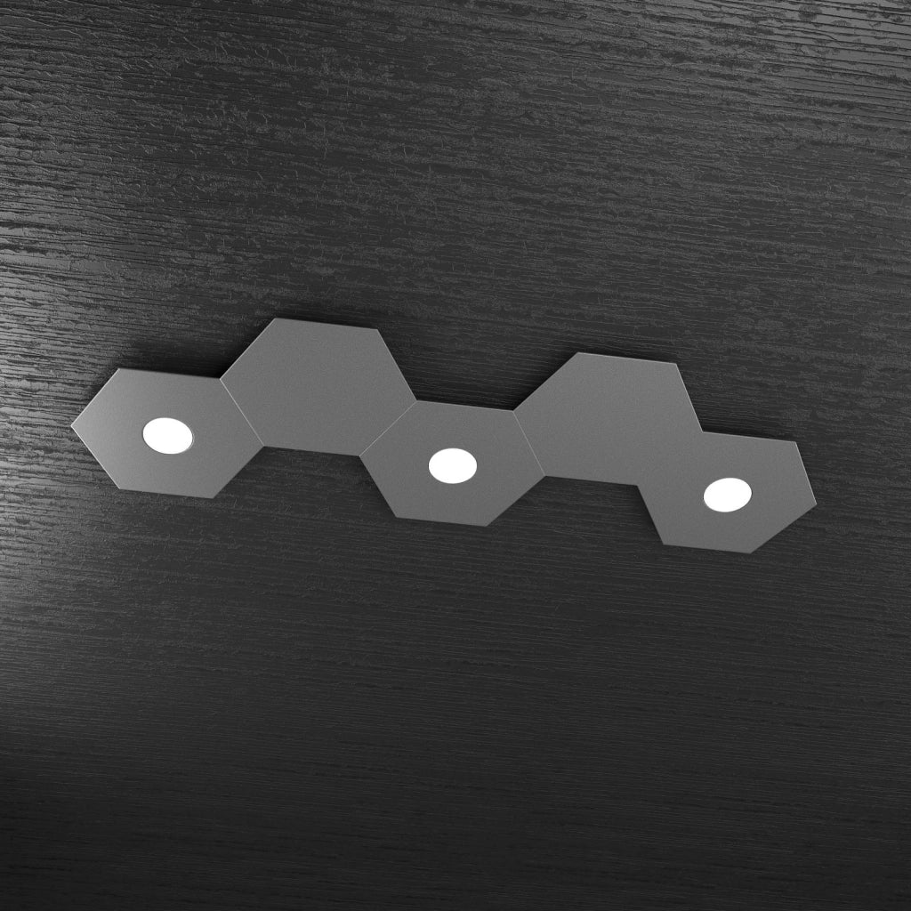 HEXAGON APPLIQUE-PLAFONIERA 3 LUCI + 2 DECORATIVO GRIGIO ANTRACITE 1142-3L2D-GA