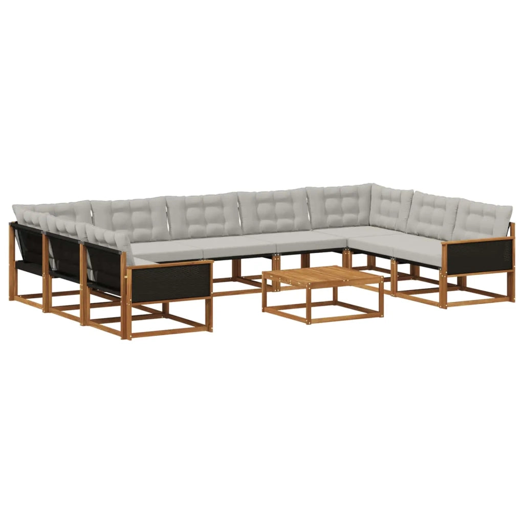 Set di divani da esterno 10 pcs Naturale e Grigio Chiaro 3381687