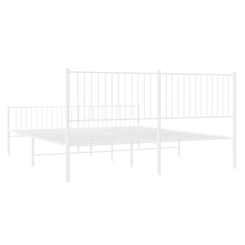 Giroletto con Testiera e Pediera Metallo Bianco 200x200 cm 350956