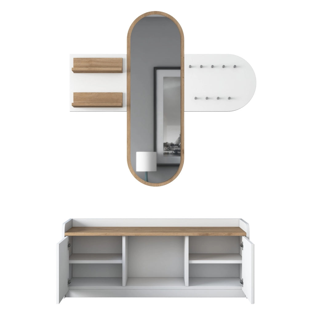 Crespino, Mobile da Ingresso Specchio Incluso, 120x40x45h cm Bianco