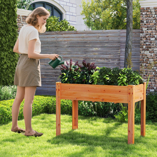 Letto rialzato da giardino da esterno in legno di abete con fori di drenaggio, Letto rialzato da giardino per piante Arancione-Fioriere