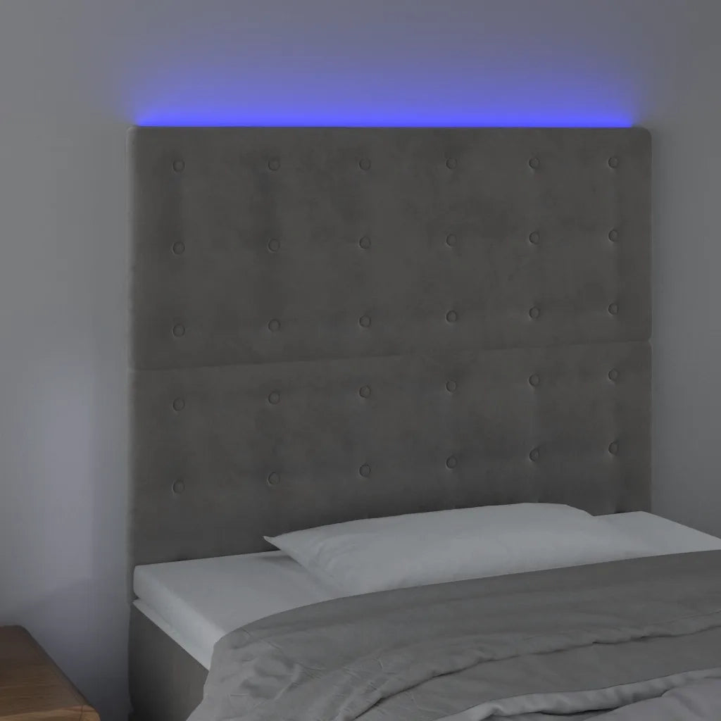 Testiera | Testata a LED Grigio Chiaro 80x5x118/128 cm in Velluto