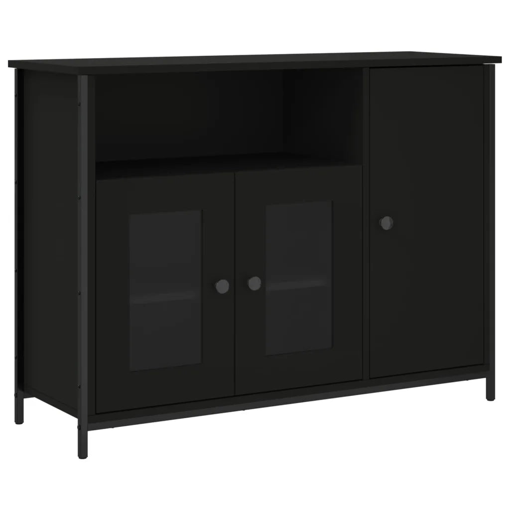 Credenza Nera 100x35x75 cm in Legno Multistrato 835509