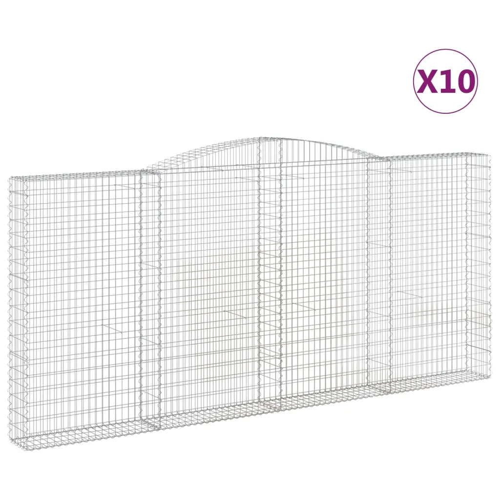 Cesti Gabbioni ad Arco 10 pz 400x30x180/200 cm Ferro Zincato 3146926