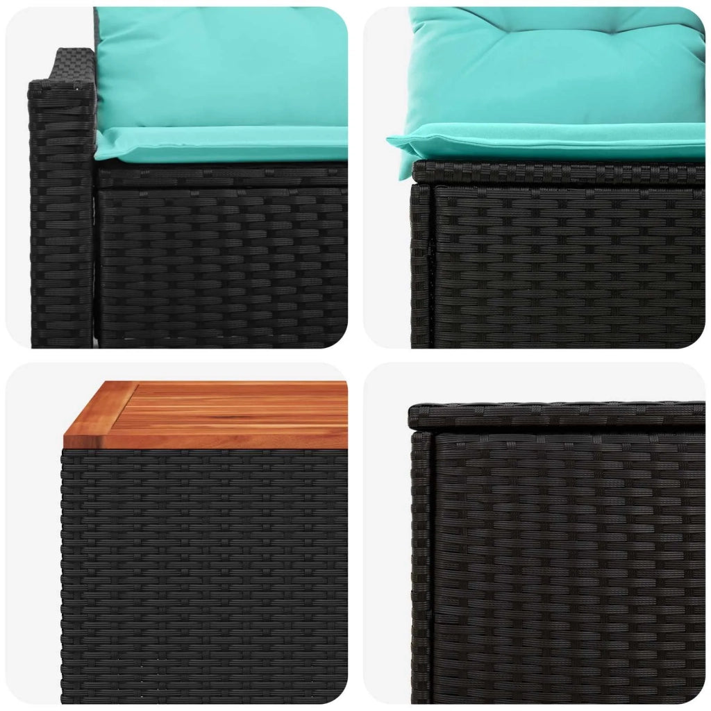 Set di divani 6 pz Nero e Blu Rattan sintetico e Acciaio 3447288