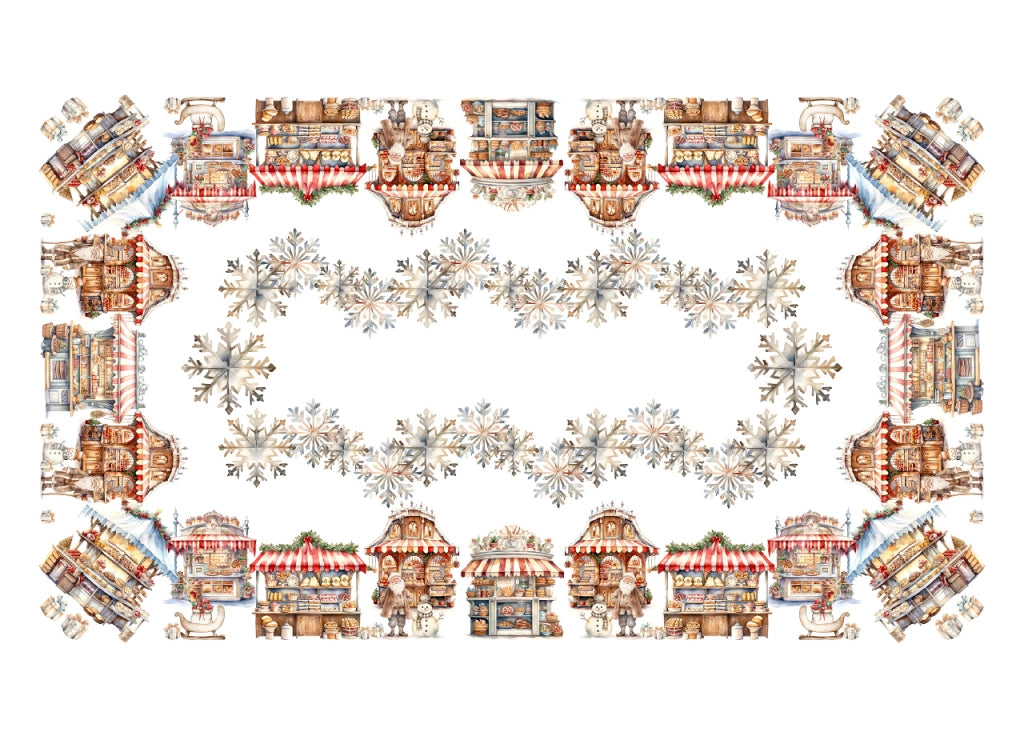 Tovaglia Copritavolo Cucina 100% Cotone Digitale Disegno Villaggio GI - 150x250 - Villaggio