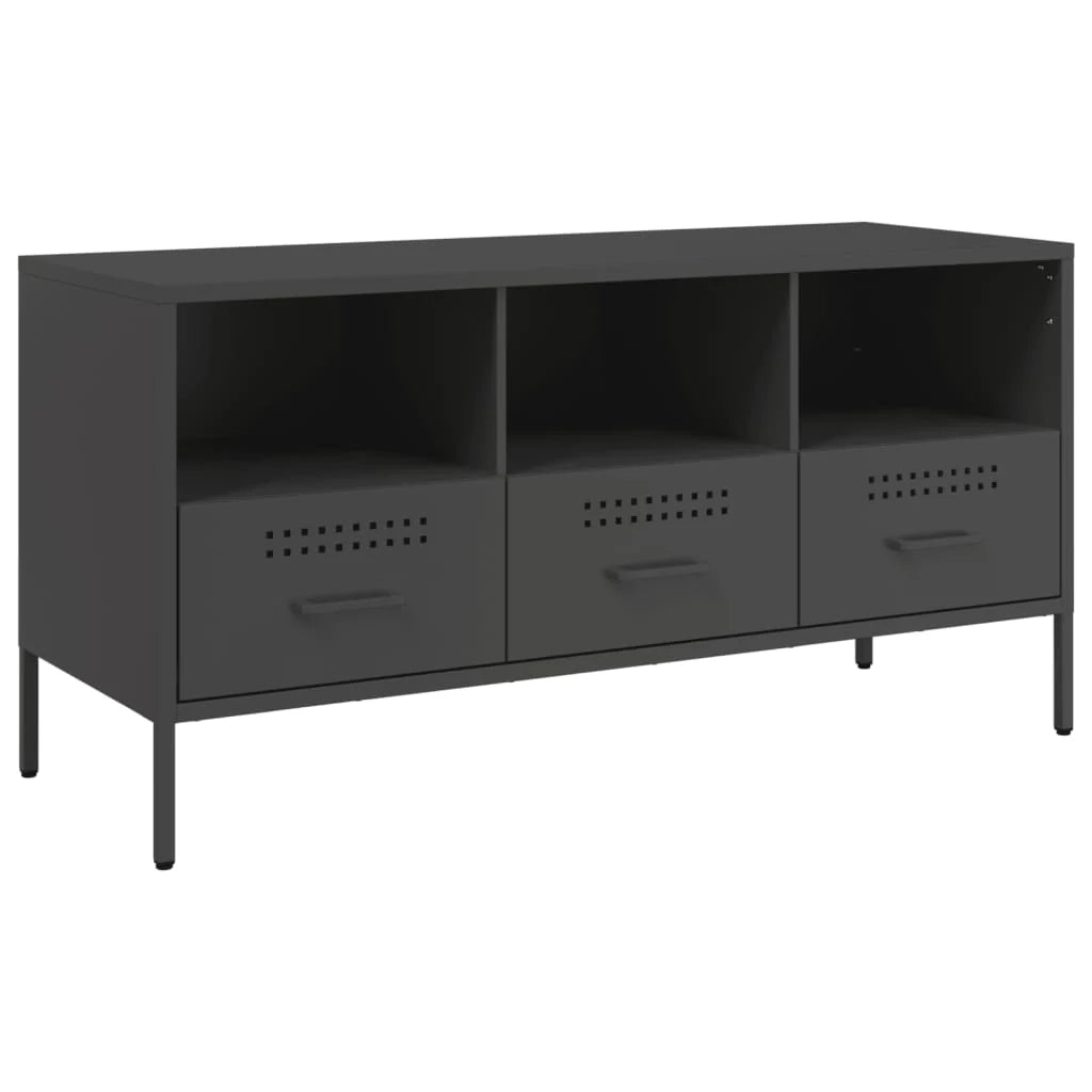 Mobile TV multimediale scaffale TV credenza mobile TV sala da pranzo soggiorno camera da letto 100,5 x 39 x 50,5 cm acciaio nero 02_0025545
