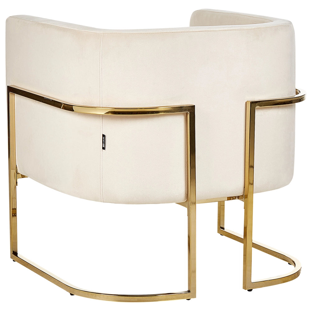 Poltrona Beige chiaro Struttura in metallo dorato Schienale rotondo Stile moderno Glam Soggiorno Camera da letto