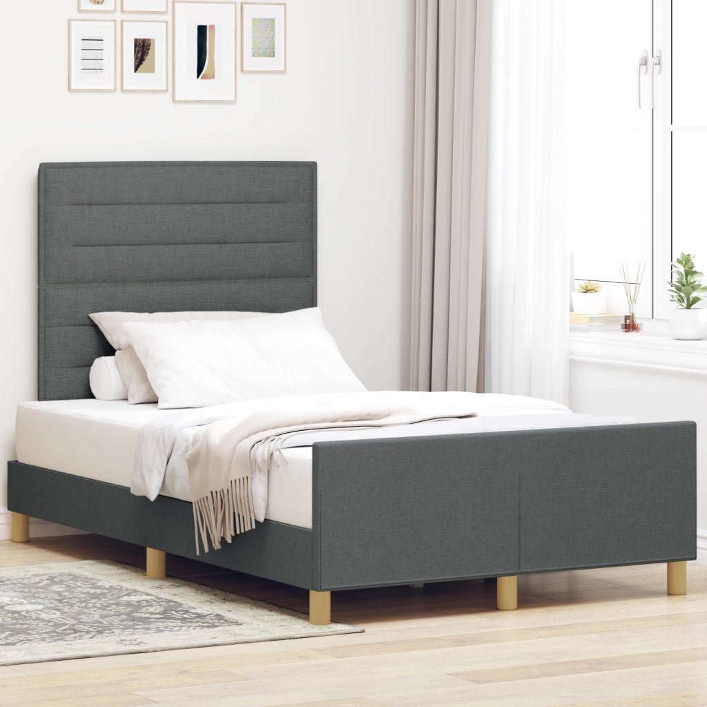 Struttura Letto in Tessuto Grigio Scuro 120x190 cm