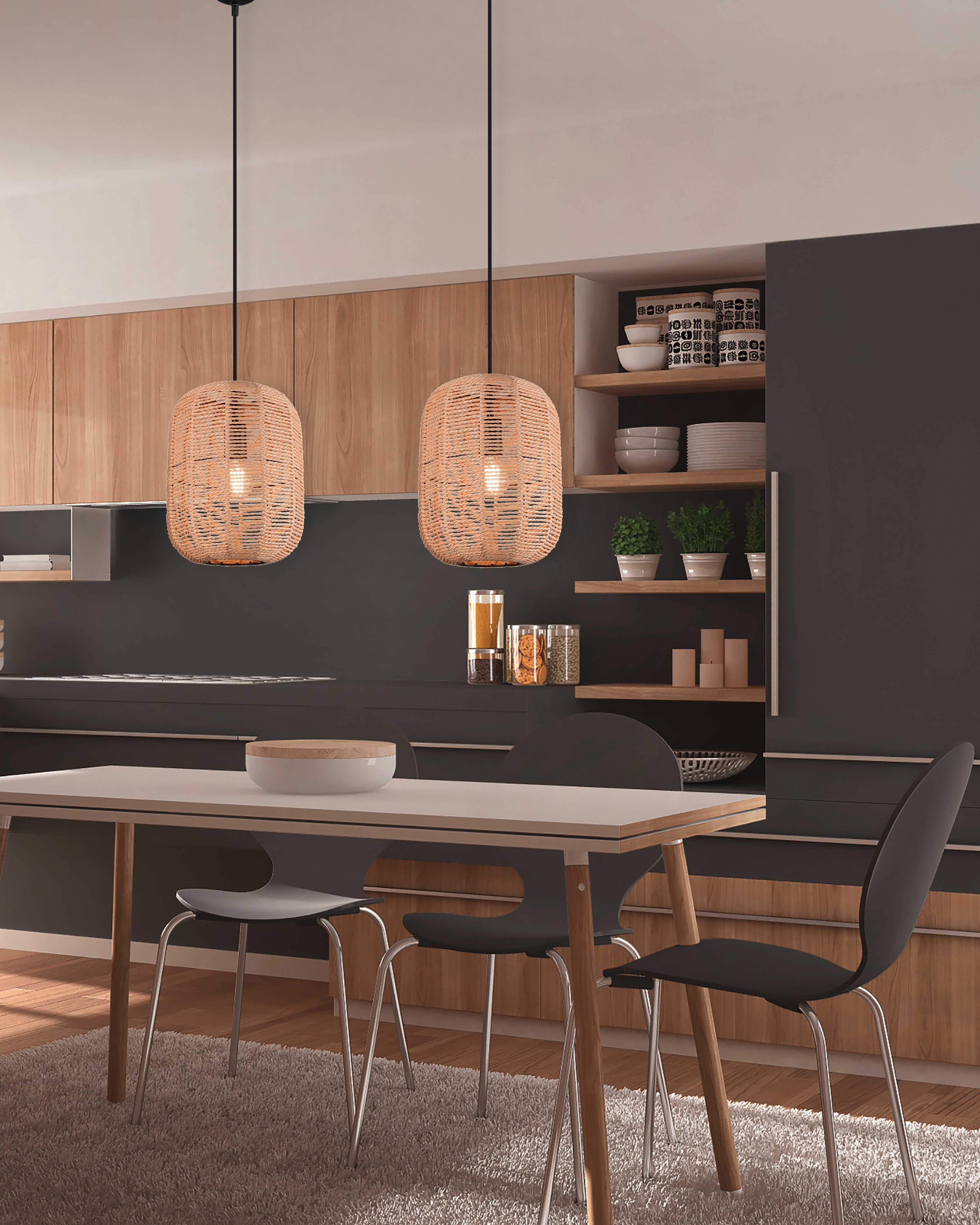 Lampada a Sospensione da Interno a LED in Metallo Nero Opaco