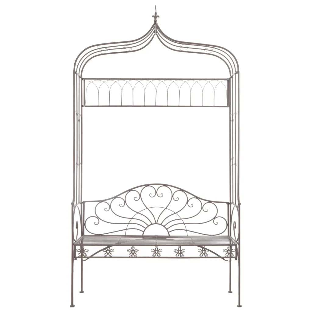 Panchina da Giardino 122 cm in Ferro Marrone Anticato