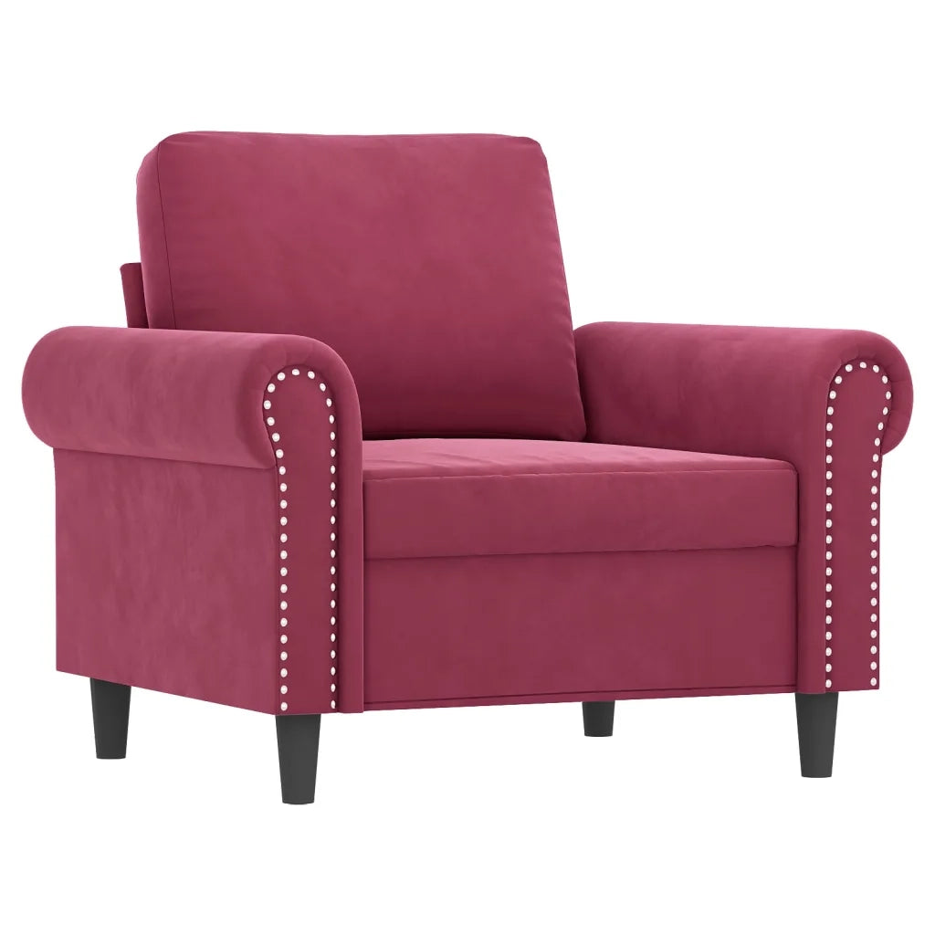 Set di Divani 4 pz con Cuscini Rosso Vino in Vellutocod mxl 107228
