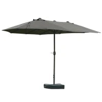 Ombrellone da Giardino XXL 4,6L x 2,7l x 2,4H cm con Base a Croce, Apertura e Chiusura con Manovella, Acciaio e Poliestere ad Alta Densità, Grigio