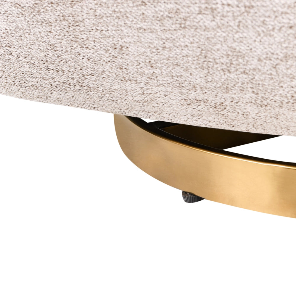 Poltrona Beige Dorato Rivestimento in tessuto Base in acciaio Girevole Senza braccioli Seduta spessa Soggiorno Camera da letto