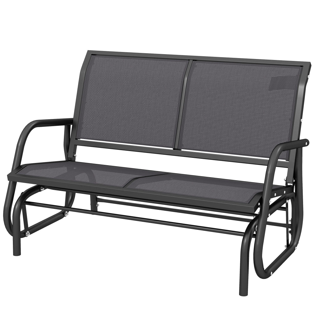 Panchina a Dondolo 2 Posti da Giardino in Metallo e Tessuto a Rete, 120x70x85 cm, Grigio