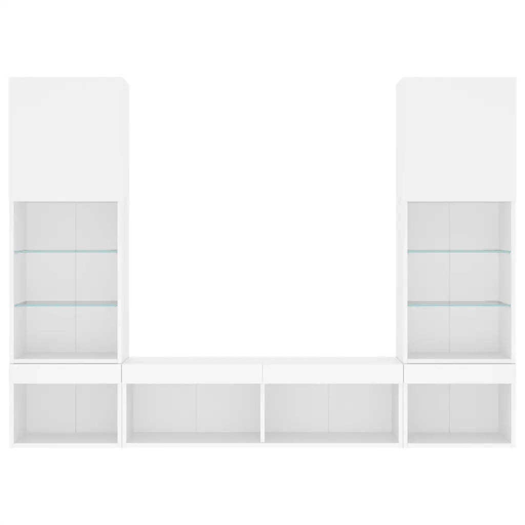 Mobili TV a Muro con LED 5pz Bianchi in Legno Multistrato 3216690