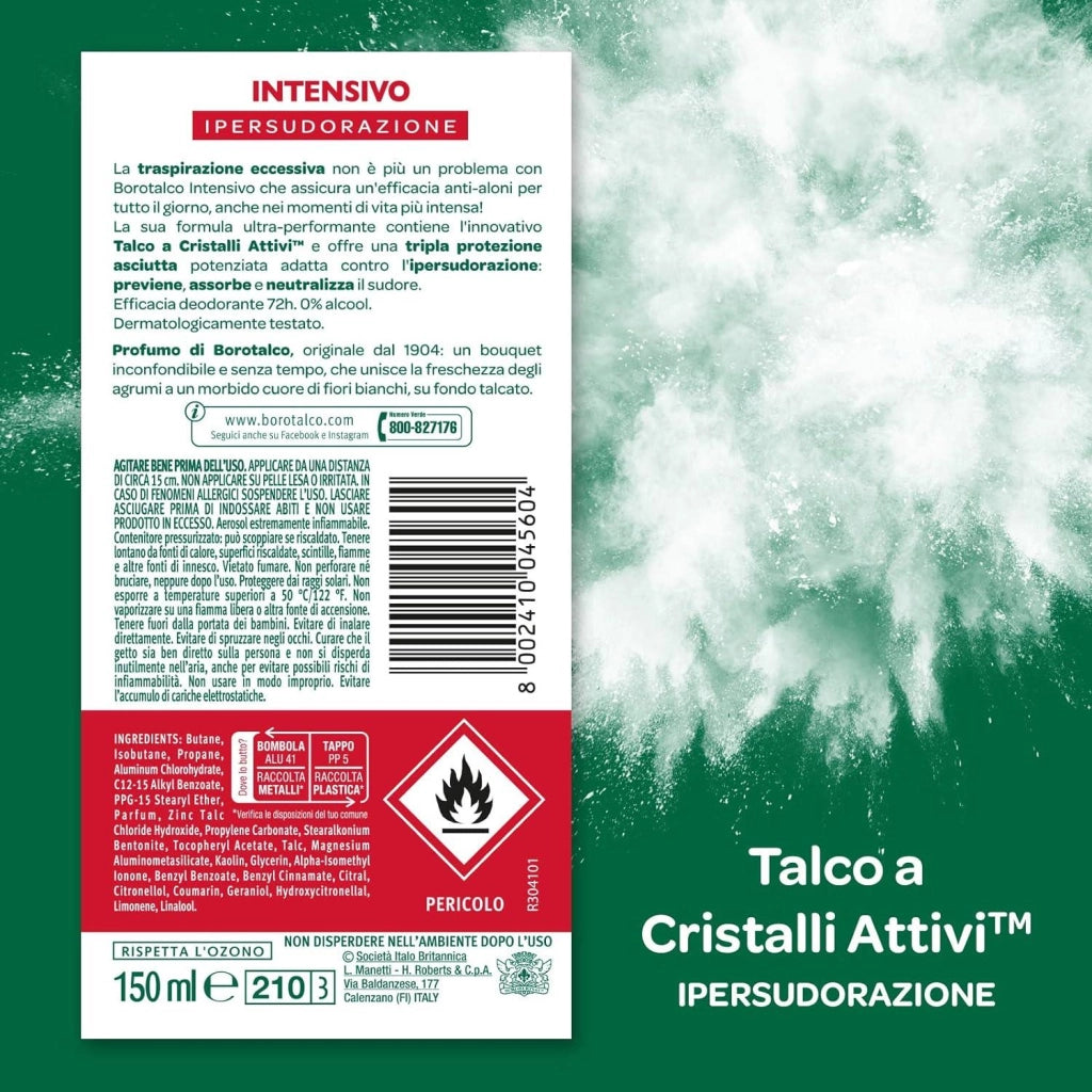 BOROTALCO SET 4 PZ DEO SPRAY 150 ML L'UNO NEW INTENSIVO PROFUMO DI BOROTALCO 72H