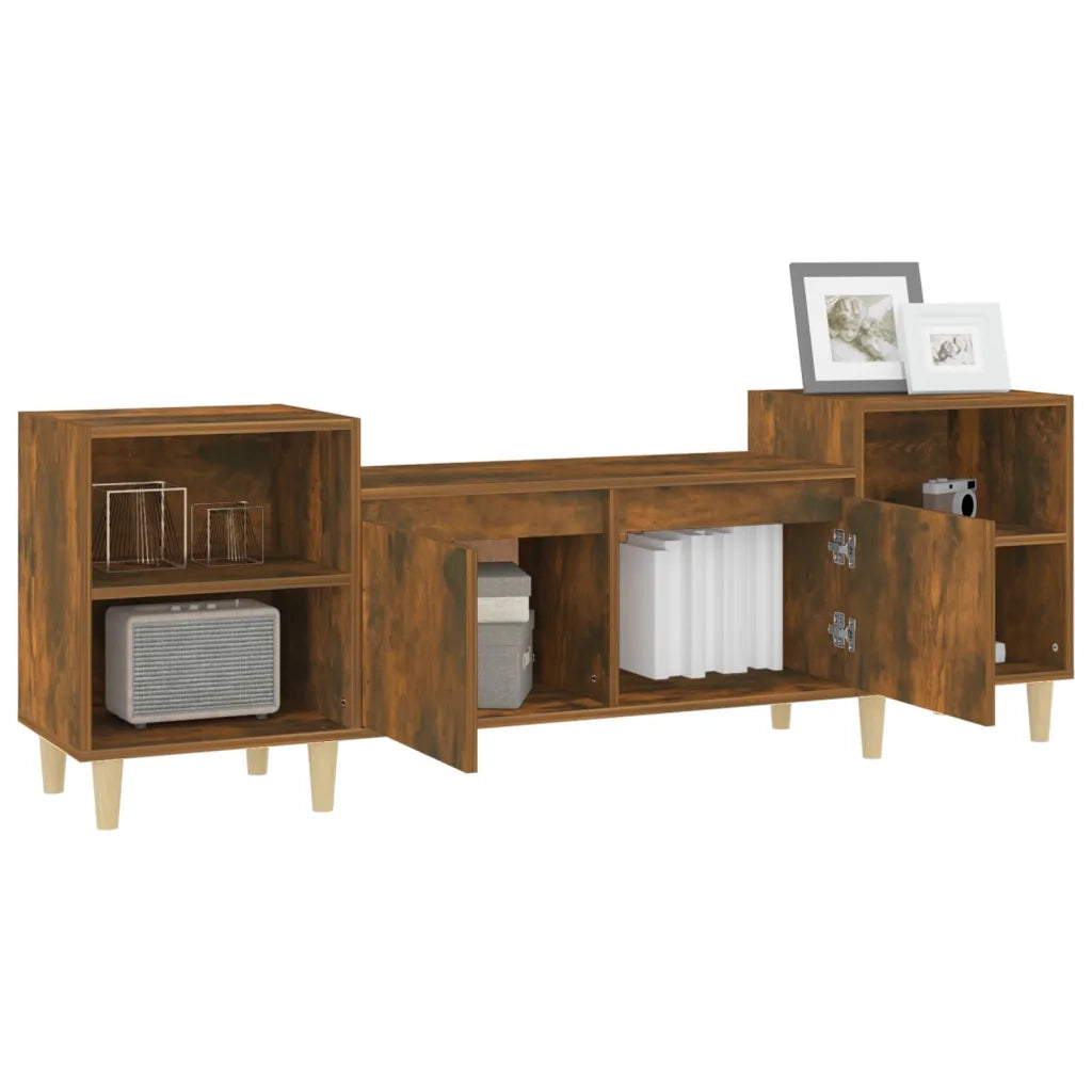 Mobile TV Rovere Fumo 160x35x55 cm in Legno Multistrato 821193