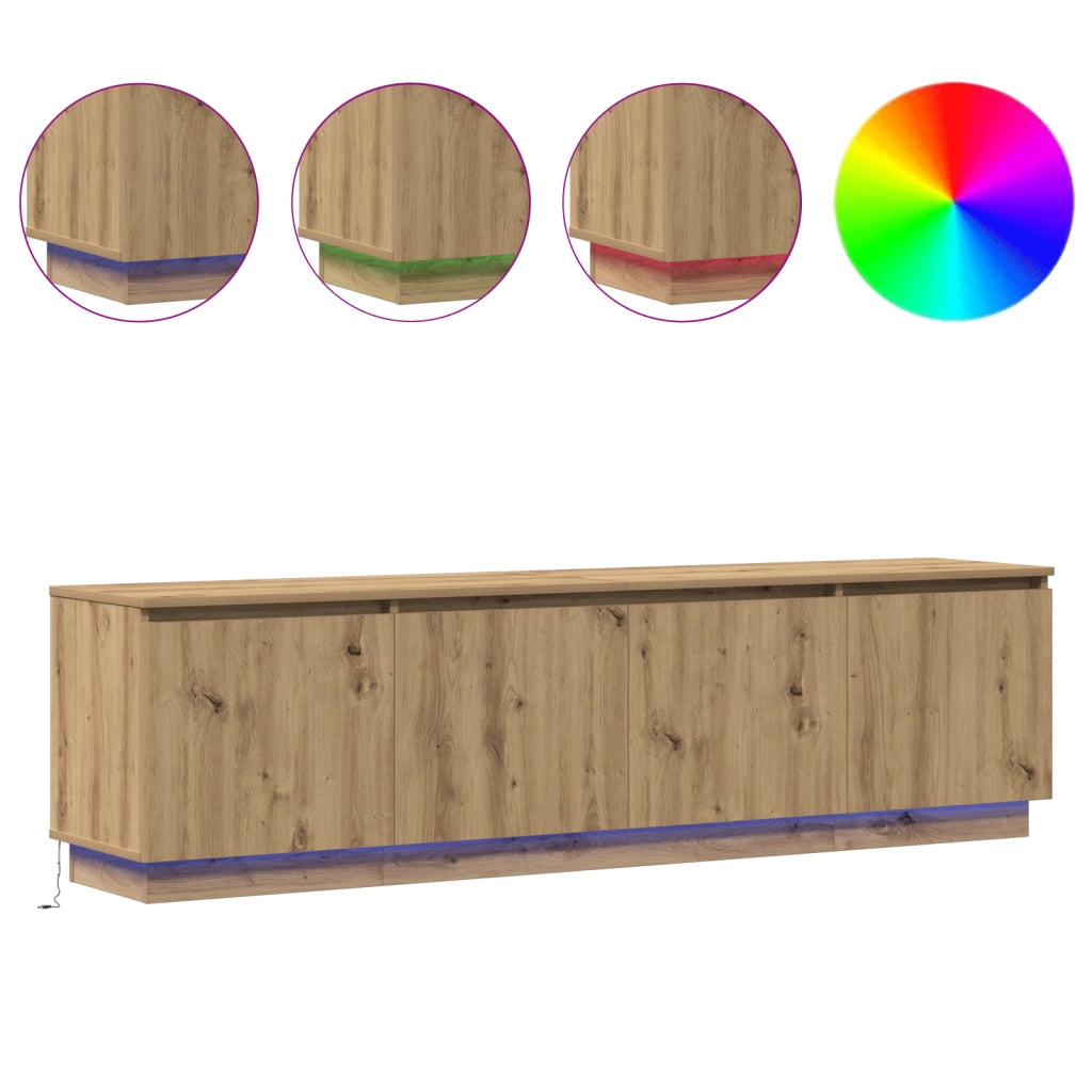 Mobile TV con LED Rovere Artigianale 180x38x49 cm Legno ingegnerizzato