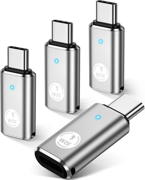 Adattatore USB C Femmina per iPhone 15/15 Pro/15 Pro Max/15 Plus - 35W PD Caricabatteria - Argento - Ricarica e Trasferimento Dati