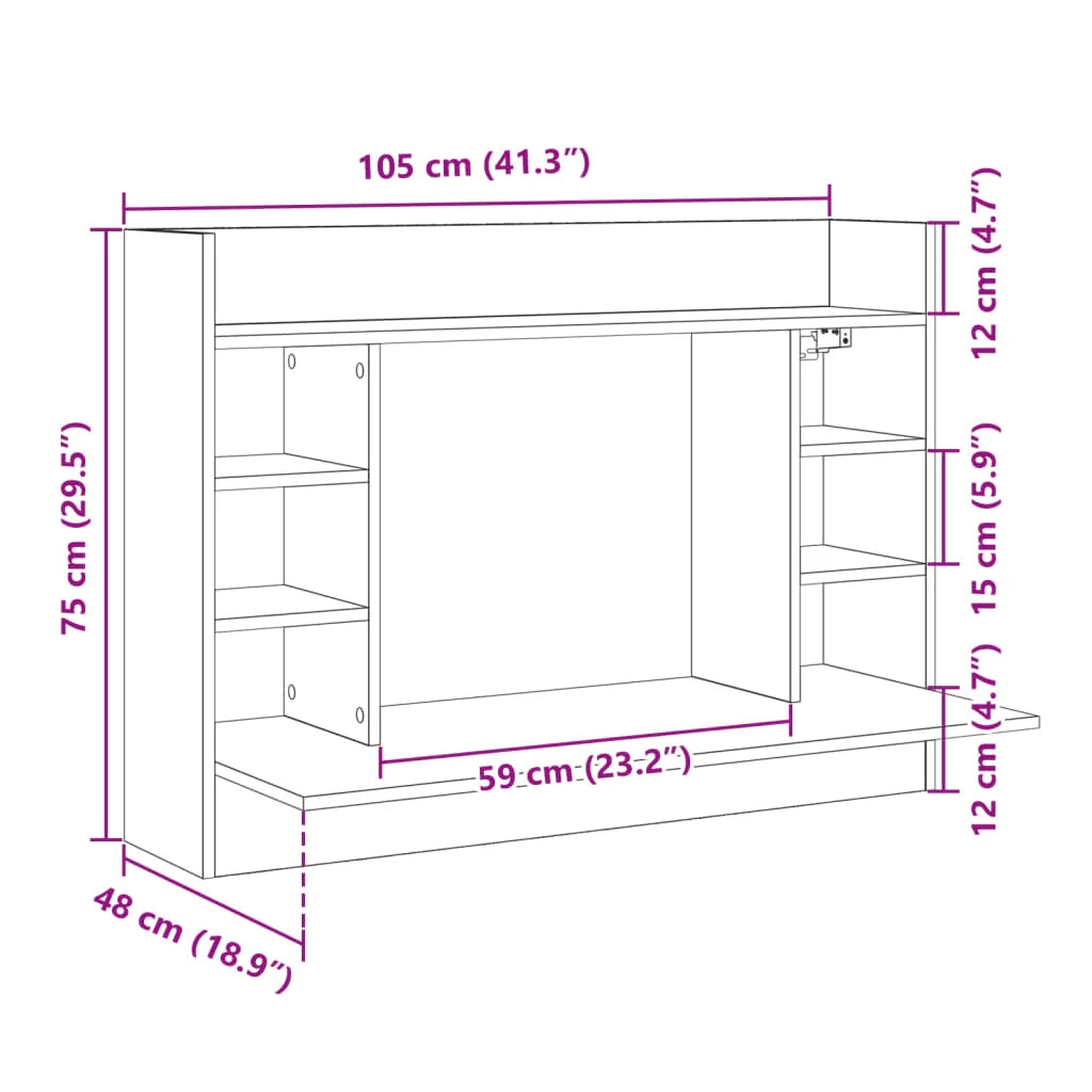 Scrivania tavolo postazione di lavoro mobile per computer studio a parete 105 x 48 x 75 cm legno ingegnerizzato nero 02_0023880