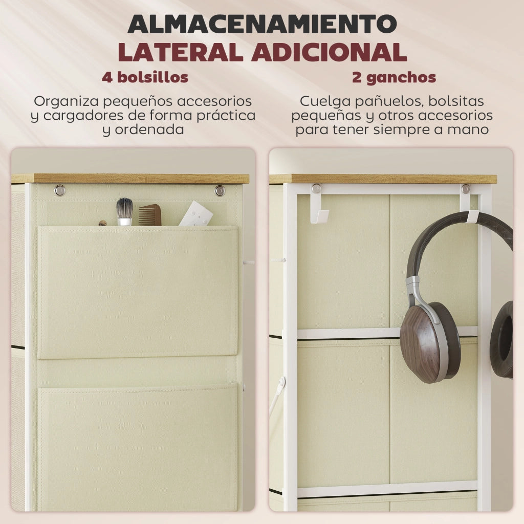 Cassettiera Tessuto ¨C zephmum ¨C Grigio Beige 60x40x
