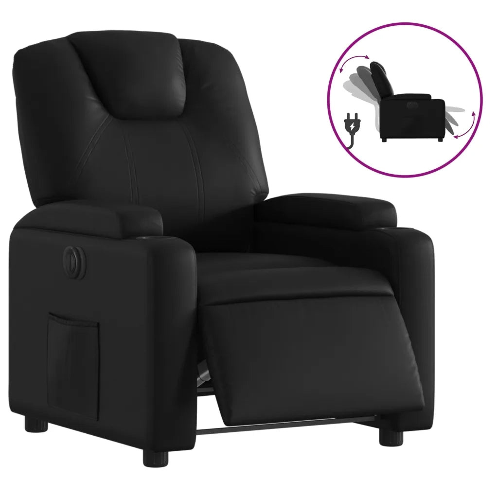 Poltrona Reclinabile Elettrica Nera in Similpelle 3204416