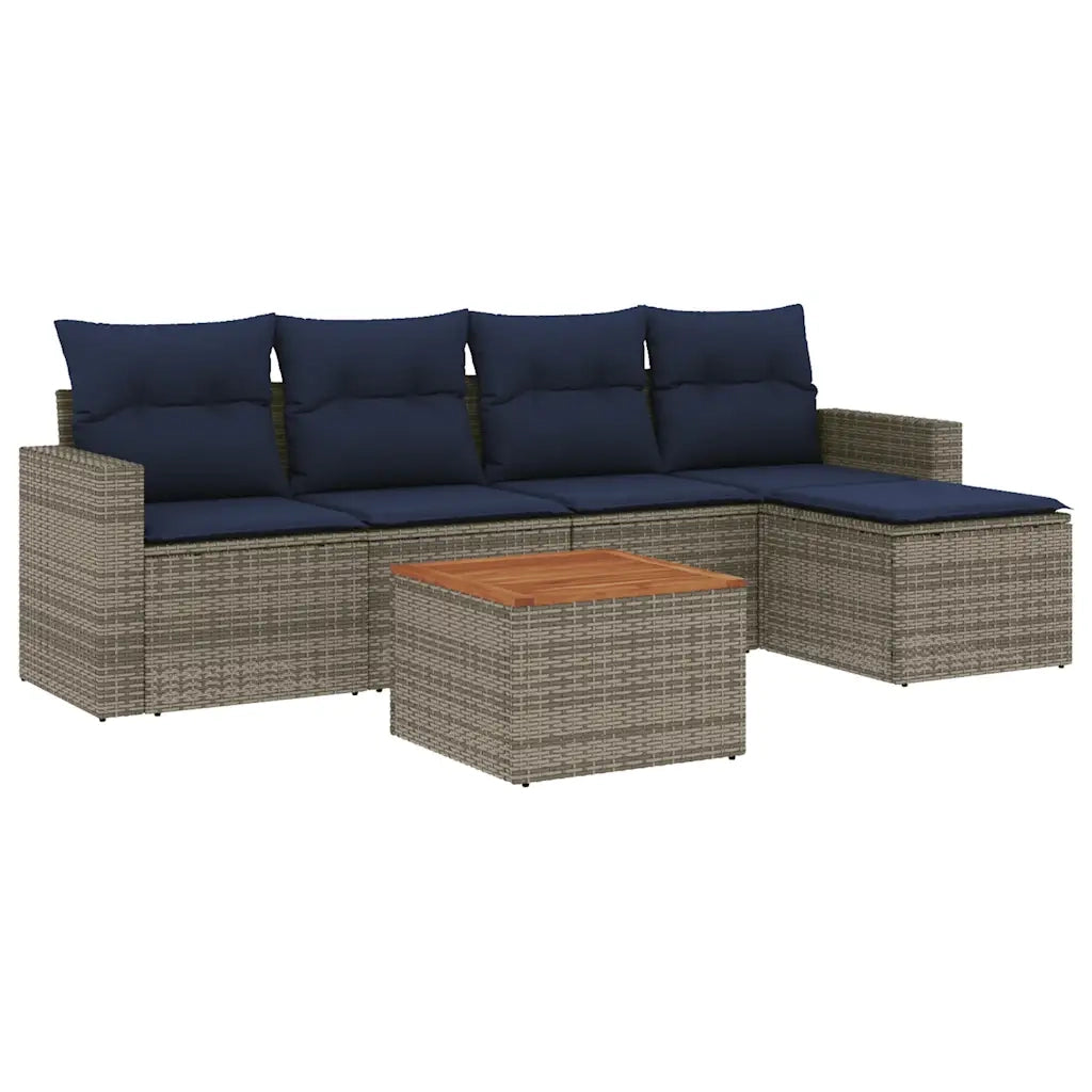 Set Divani da Giardino 6 pz con Cuscini Grigio in Polyrattan 3256432