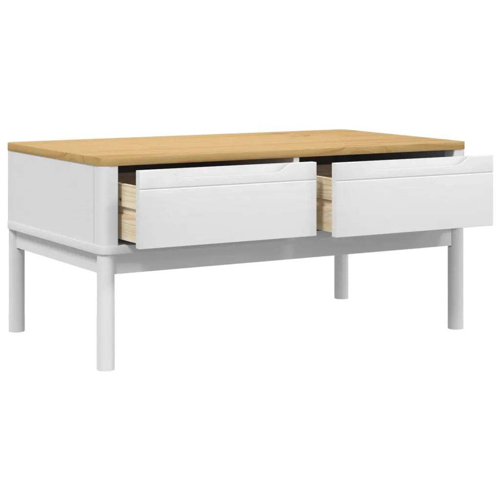 Tavolino da salotto | Tavolino da caff¨¨ | Tavolino da Soggiorno FLORO Bianco 99x55,5x45 cm in Legno di Pino