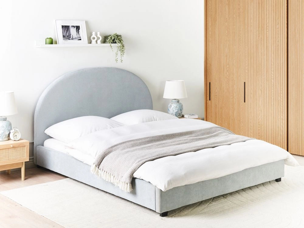 Letto matrimoniale ad acqua in tessuto azzurro 160 x 200 cm tessuto retrò minimalista