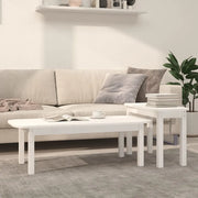 Set Tavolini da Salotto 2 pz Bianco in Legno Massello di Pino cod mxl 24586