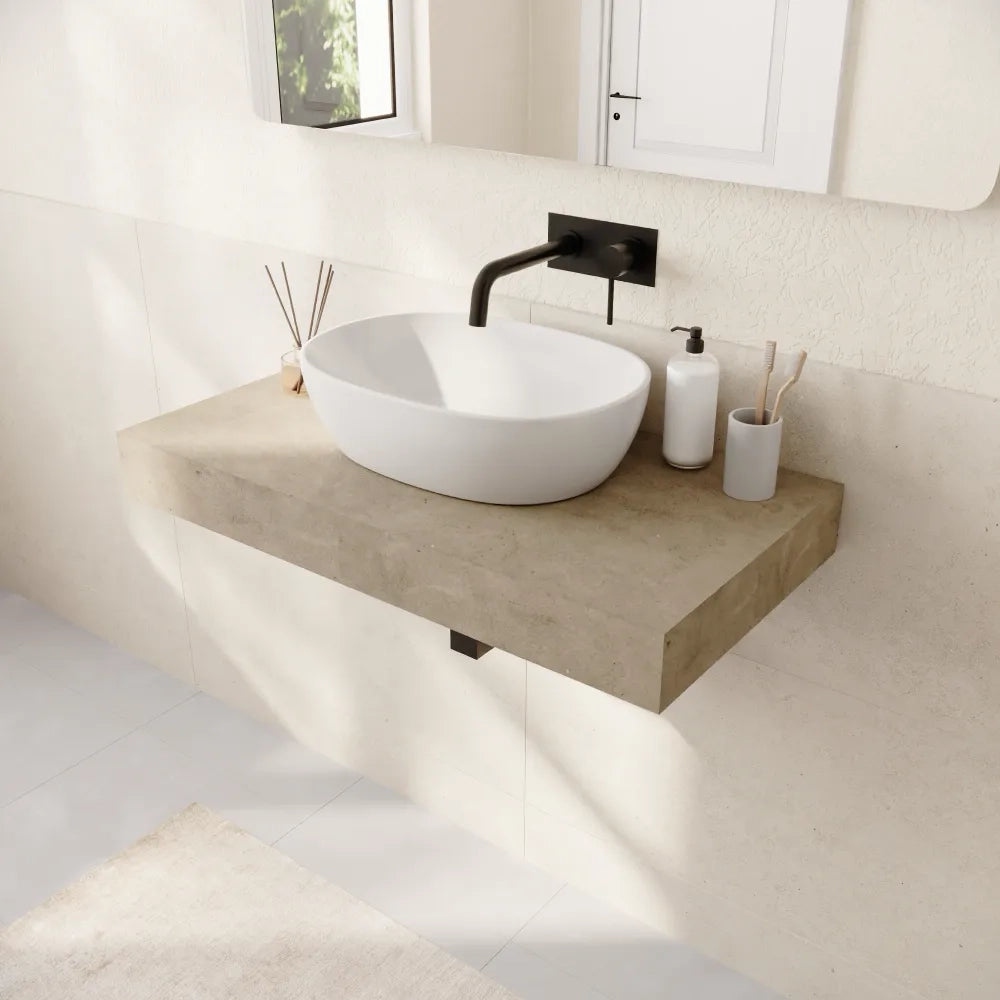 Mensola da bagno in hpl 100cm effetto cemento | Baikal