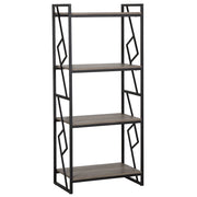 Libreria a 4 ripiani Scaffale industriale minimalista con struttura in metallo Nero e legno scuro