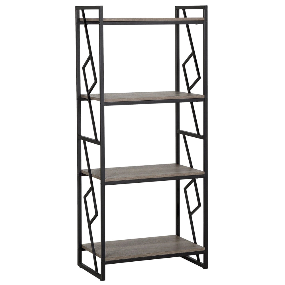 Libreria a 4 ripiani Scaffale industriale minimalista con struttura in metallo Nero e legno scuro