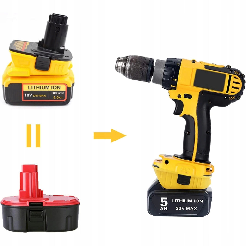 Adattatore per Batteria Dewalt DCA1820 – Compatibile con Utensili 18V NiCad/NiMh e Batterie 20V Li-Ion
