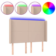 Testiera | Testata a LED Cappuccino 147x16x118/128 cm in Similpelle