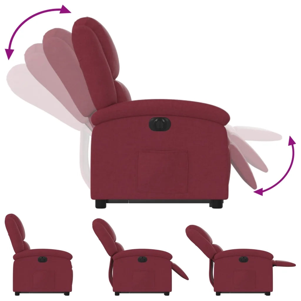 Poltrona Alzapersona Reclinabile Elettrica Rosso Vino Tessuto