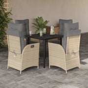 Set da Pranzo da Giardino 5 pz con Cuscini Beige in Polyrattan 3213266